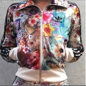 Adidas floral zip up jacket